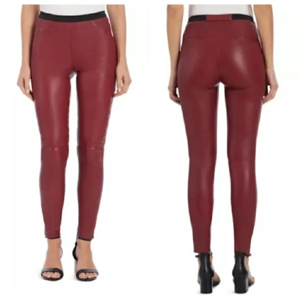 New Bagatelle City Stretch 100% Leather High Waisted Brown Leggings Pants NWT XS